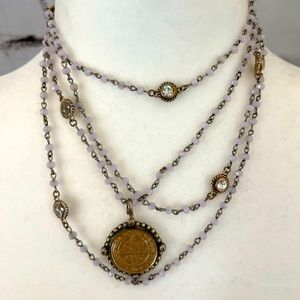 Virgins, Saints & Angels VSA Necklace.  Light Pink with Medallion.